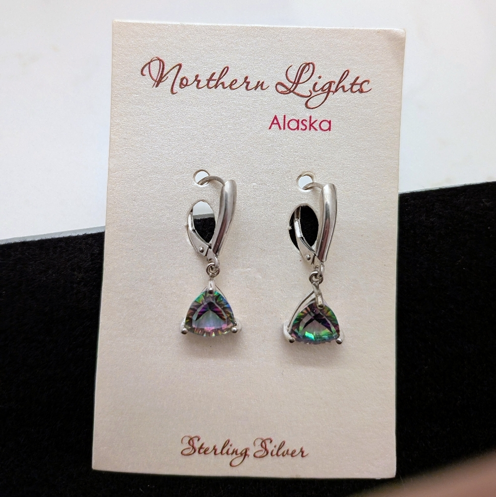 Sterling Silver Earrings with Iridescent Stones
